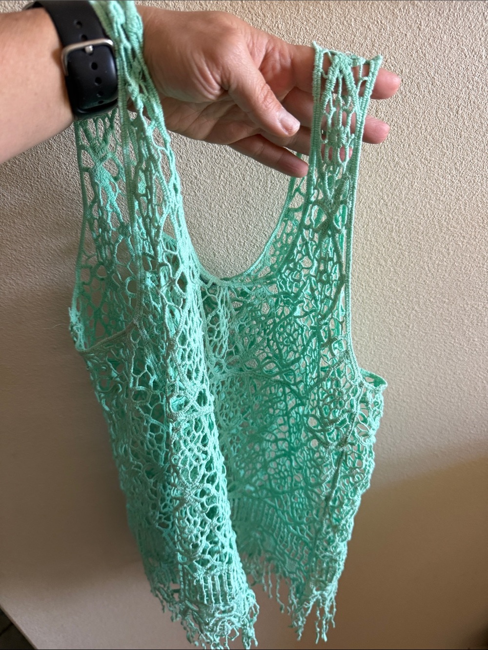 Maurices Mint Green Crochet Fringe Tank